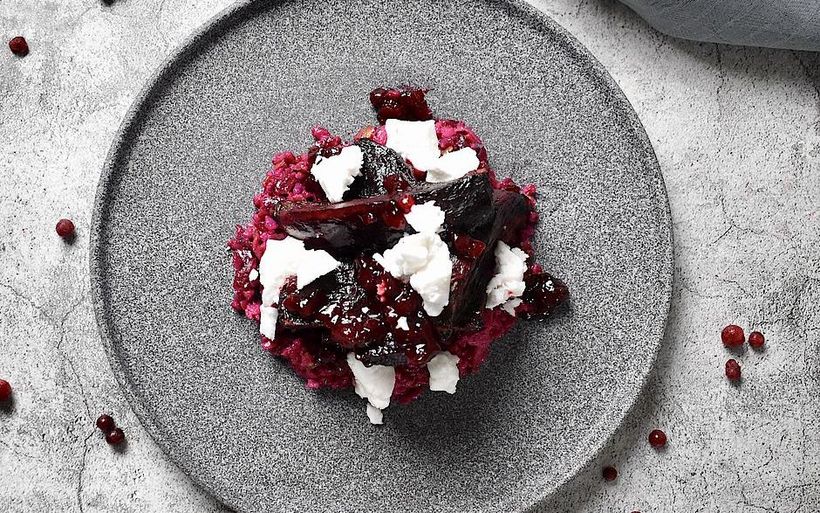 un plat végan betterave