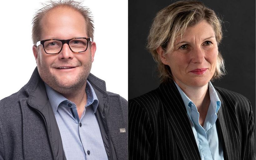 Sonja Frey, Präsidentin von HotellerieSuisse Ticino und Beat Eggel, Direktor des Walliser Hotelier-Vereins.