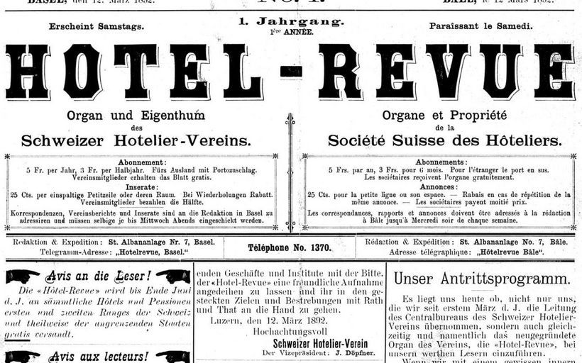 htr hotelrevue aus dem Jahr 1892