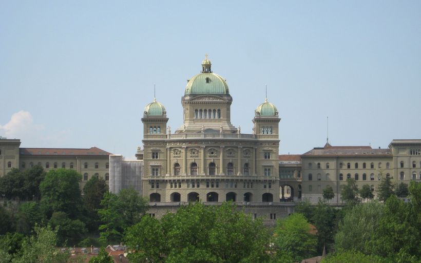 Vogelperspektive auf das Bundeshaus Bern
