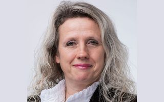 Portrait einer Frau mit langen grauen Haaren und heller Haut.